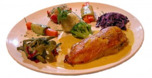 Chicken with saffron sauce